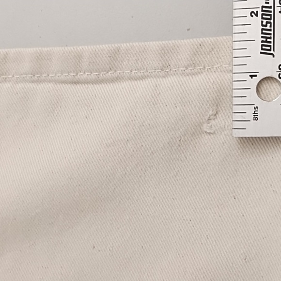 Zara Natural Cream 8 Straight Leg Wide Denim Jean Flat Front Gold Button Accents - Picture 7 of 10